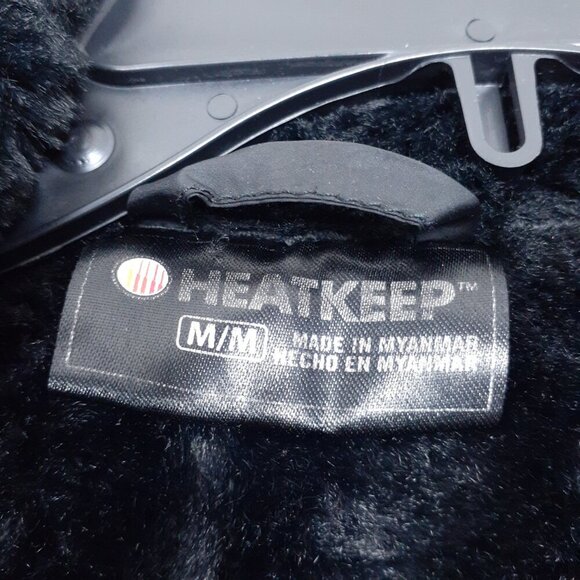 Heat Keep Womens Puffer Coat M Faux Fur Lining Black Zip Pockets CL - Picture 5 of 8